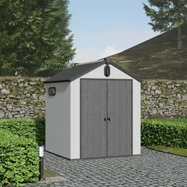 מחסן פלסטיק לגינה 261564 עם גג בגודל 6/6 מבית YardHouse